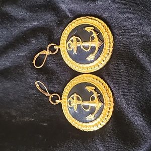 Blue and Gold Anchor Earring